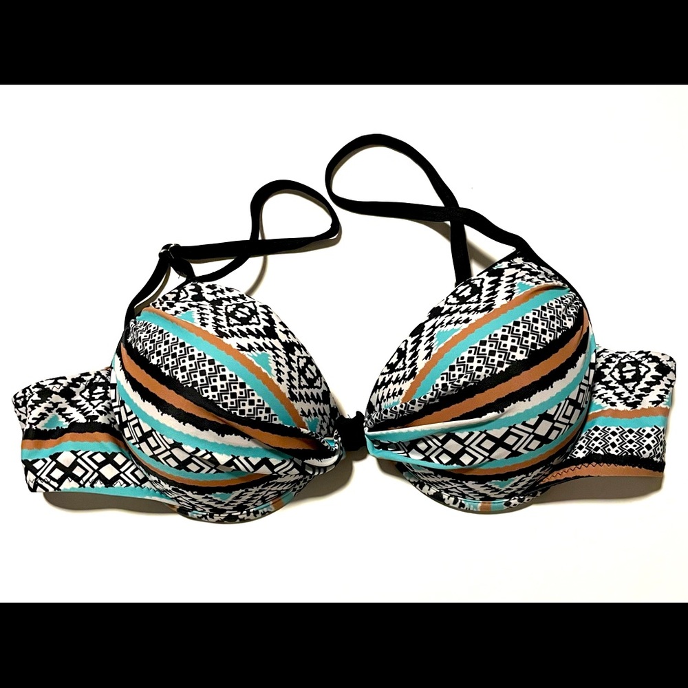 Bikini Top - Blue/Brown/Black Aztec Pattern